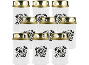 4059222045609 - Grabkerze - 9er Pack - Grablicht mit Tier-Motiv ( Hund Boxer ) - ca 40h Brenndauer je Kerze ( 12cm ø 6cm ) - viele versch Designs - Hund Boxer