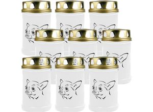 4059222045623 - Hs Candle - Grabkerze - 9er Pack - Grablicht mit Tier-Motiv ( Hund Chihuahua ) - ca 40h Brenndauer je Kerze ( 12cm ø 6cm ) - viele versch Designs