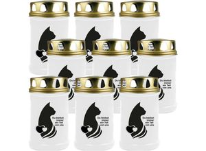 4059222045678 - Hs Candle - Grabkerze - 9er Pack - Grablicht mit Tier-Motiv ( Katze ) - ca 40h Brenndauer je Kerze ( 12cm ø 6cm ) - viele versch Designs - Katze