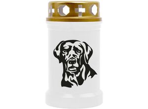 4059222046293 - Hs Candle - Grabkerze Grablicht mit Tier-Motiv ( Hund Labrador ) - ca 40h Brenndauer je Kerze ( 12cm ø 6cm ) - viele verschiedene Designs - Hund