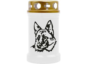 4059222046309 - Grabkerze Grablicht mit Tier-Motiv ( Hund Schäferhund ) - ca 40h Brenndauer je Kerze ( 12cm ø 6cm ) - viele verschiedene Designs - Hund Schäferhund