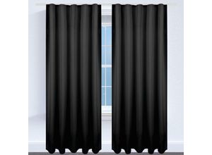 4059222046330 - Bestgoodies - Gardine mit Universalband 140x145 cm in Schwarz blickdichter Vorhang mit Kräuselband in vielen Variationen - Schwarz