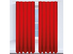 4059222046392 - Bestgoodies - Gardine mit Universalband 140x145 cm in Rot blickdichter Vorhang mit Kräuselband in vielen Variationen - Rot