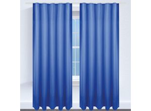 4059222046408 - Bestgoodies - Gardine mit Universalband 140x145 cm in Blau blickdichter Vorhang mit Kräuselband in vielen Variationen - Blau