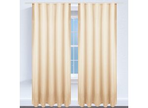 4059222046415 - Bestgoodies - Gardine mit Universalband 140x145 cm in Beige blickdichter Vorhang mit Kräuselband in vielen Variationen - Beige