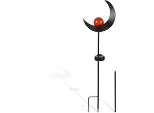 4059222050276 - Solarlampe für Außen - Leuchtskulptur ( Halbmond ) Flamme LED Leuchte - Wetterfeste Solarleuchte Garten Deko - Metall Lampe Wegeleuchte