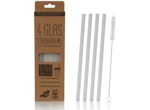 4059222050900 - Bestlivings - Strohhalme aus Glas Transparent 20cm Länge mit Reinigungsbürste ( 8er Pack ) wiederverwendbar Stabil und Bruchfest