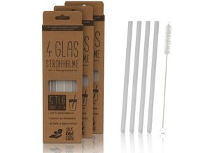 4059222050924 - Strohhalme aus Glas Transparent 20cm Länge mit Reinigungsbürste ( 16er Pack ) wiederverwendbar Stabil und Bruchfest