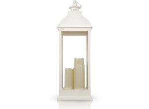 4059222053840 - Bestgoodies - Laterne ( 71x24x24cm ) Windlicht Indoor Dekolampe mit flackernden LED-Kerzen Batteriebetrieben Innenbereich - mit brennenden Docht