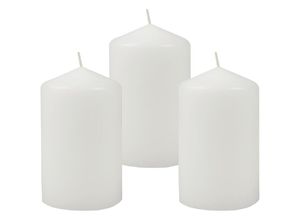 4059222054861 - Wachskerzen ( 3er Pack ) Weiß Stumpenkerzen Ø6cm x 10cm - Kerze in vielen Farben Lange Brenndauer - Hergestellt in eu - Kerzen Blockkerzen - Weiß