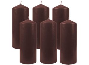 4059222054984 - Wachskerzen ( 6er Pack ) Braun Stumpenkerzen Ø6cm x 135cm - Kerze in vielen Farben Lange Brenndauer - Hergestellt in eu - Kerzen Blockkerzen - Braun