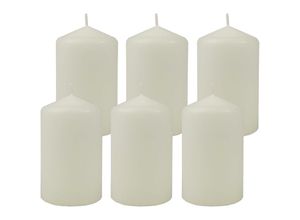 4059222055011 - Hs Candle - Wachskerzen ( 6er Pack ) Elfenbein Stumpenkerzen Ø6cm x 10cm - Kerze in vielen Farben Lange Brenndauer - Hergestellt in eu - Kerzen