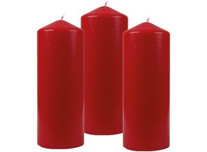 4059222055042 - Hs Candle - Stumpenkerzen Wachskerzen Ø6cm x 17cm ( 3er Pack ) Rubinrot - Lange Brenndauer Hergestellt in eu Kerzen Blockkerzen - Wachs Stumpen