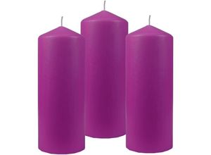 4059222055097 - Hs Candle - Stumpenkerzen Wachskerzen Ø6cm x 17cm ( 3er Pack ) Lila - Lange Brenndauer Hergestellt in eu Kerzen Blockkerzen - Wachs Stumpen - Lila