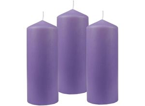 4059222055110 - Hs Candle - Stumpenkerzen Wachskerzen Ø6cm x 17cm ( 3er Pack ) Violett - Lange Brenndauer Hergestellt in eu Kerzen Blockkerzen - Wachs Stumpen