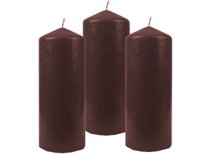 4059222055158 - Hs Candle - Stumpenkerzen Wachskerzen Ø6cm x 17cm ( 3er Pack ) Braun - Lange Brenndauer Hergestellt in eu Kerzen Blockkerzen - Wachs Stumpen - Braun