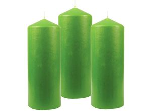 4059222055172 - Hs Candle - Stumpenkerzen Wachskerzen Ø6cm x 17cm ( 3er Pack ) Limette - Lange Brenndauer Hergestellt in eu Kerzen Blockkerzen - Wachs Stumpen