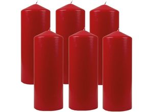 4059222055202 - Hs Candle - Stumpenkerzen Wachskerzen Ø6cm x 17cm ( 6er Pack ) Rubinrot - Lange Brenndauer Hergestellt in eu Kerzen Blockkerzen - Wachs Stumpen