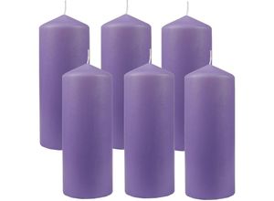 4059222055271 - Hs Candle - Stumpenkerzen Wachskerzen Ø6cm x 17cm ( 6er Pack ) Violett - Lange Brenndauer Hergestellt in eu Kerzen Blockkerzen - Wachs Stumpen