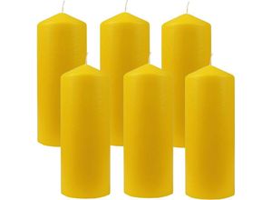 4059222055288 - Hs Candle - Stumpenkerzen Wachskerzen Ø6cm x 17cm ( 6er Pack ) Gelb - Lange Brenndauer Hergestellt in eu Kerzen Blockkerzen - Wachs Stumpen - Gelb