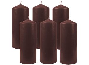 4059222055318 - Hs Candle - Stumpenkerzen Wachskerzen Ø6cm x 17cm ( 6er Pack ) Braun - Lange Brenndauer Hergestellt in eu Kerzen Blockkerzen - Wachs Stumpen - Braun