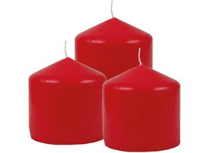 4059222055370 - Hs Candle - Stumpenkerzen Wachskerzen Ø8cm x 8cm ( 3er Pack ) Rot - Lange Brenndauer Hergestellt in eu Kerzen Blockkerzen - Wachs Stumpen - Rot