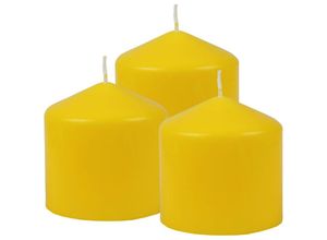 4059222055387 - Hs Candle - Stumpenkerzen Wachskerzen Ø8cm x 8cm ( 3er Pack ) Gelb - Lange Brenndauer Hergestellt in eu Kerzen Blockkerzen - Wachs Stumpen - Gelb