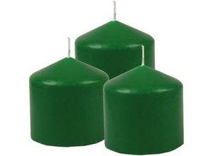 4059222055394 - Hs Candle - Stumpenkerzen Wachskerzen Ø8cm x 8cm ( 3er Pack ) Grün - Lange Brenndauer Hergestellt in eu Kerzen Blockkerzen - Wachs Stumpen - Grün