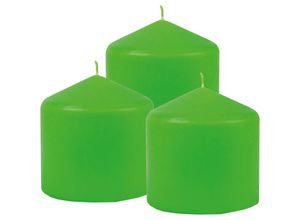 4059222055400 - Hs Candle - Stumpenkerzen Wachskerzen Ø8cm x 8cm ( 3er Pack ) Hellgrün - Lange Brenndauer Hergestellt in eu Kerzen Blockkerzen - Wachs Stumpen