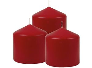 4059222055424 - Hs Candle - Stumpenkerzen Wachskerzen Ø8cm x 8cm ( 3er Pack ) Rubinrot - Lange Brenndauer Hergestellt in eu Kerzen Blockkerzen - Wachs Stumpen