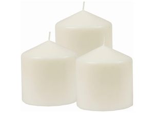 4059222055431 - Stumpenkerzen Wachskerzen Ø8cm x 8cm ( 3er Pack ) Elfenbein - Lange Brenndauer Hergestellt in eu Kerzen Blockkerzen - Wachs Stumpen - Elfenbein
