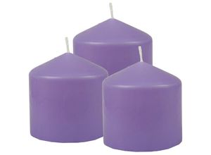 4059222055455 - Hs Candle - Stumpenkerzen Wachskerzen Ø8cm x 8cm ( 3er Pack ) Lila - Lange Brenndauer Hergestellt in eu Kerzen Blockkerzen - Wachs Stumpen - Lila