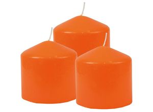 4059222055486 - Hs Candle - Stumpenkerzen Wachskerzen Ø8cm x 8cm ( 3er Pack ) Orange - Lange Brenndauer Hergestellt in eu Kerzen Blockkerzen - Wachs Stumpen