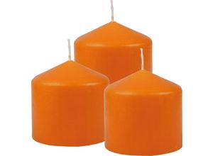 4059222055493 - Hs Candle - Stumpenkerzen Wachskerzen Ø8cm x 8cm ( 3er Pack ) Ocker - Lange Brenndauer Hergestellt in eu Kerzen Blockkerzen - Wachs Stumpen - Ocker