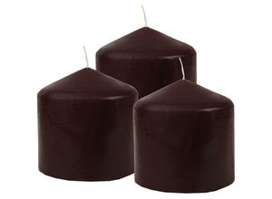 4059222055509 - Hs Candle - Stumpenkerzen Wachskerzen Ø8cm x 8cm ( 3er Pack ) Braun - Lange Brenndauer Hergestellt in eu Kerzen Blockkerzen - Wachs Stumpen - Braun