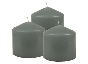 4059222055523 - Hs Candle - Stumpenkerzen Wachskerzen Ø8cm x 8cm ( 3er Pack ) Grau - Lange Brenndauer Hergestellt in eu Kerzen Blockkerzen - Wachs Stumpen - Grau