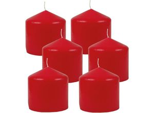 4059222055547 - Hs Candle - Stumpenkerzen Wachskerzen Ø8cm x 8cm ( 6er Pack ) Rot - Lange Brenndauer Hergestellt in eu Kerzen Blockkerzen - Wachs Stumpen - Rot