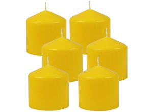 4059222055554 - Hs Candle - Stumpenkerzen Wachskerzen Ø8cm x 8cm ( 6er Pack ) Gelb - Lange Brenndauer Hergestellt in eu Kerzen Blockkerzen - Wachs Stumpen - Gelb