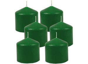 4059222055561 - Hs Candle - Stumpenkerzen Wachskerzen Ø8cm x 8cm ( 6er Pack ) Grün - Lange Brenndauer Hergestellt in eu Kerzen Blockkerzen - Wachs Stumpen - Grün