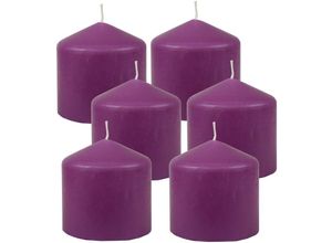 4059222055646 - Hs Candle - Stumpenkerzen Wachskerzen Ø8cm x 8cm ( 6er Pack ) Violett - Lange Brenndauer Hergestellt in eu Kerzen Blockkerzen - Wachs Stumpen