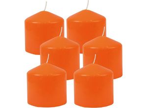 4059222055653 - Hs Candle - Stumpenkerzen Wachskerzen Ø8cm x 8cm ( 6er Pack ) Orange - Lange Brenndauer Hergestellt in eu Kerzen Blockkerzen - Wachs Stumpen