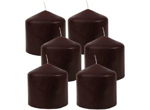 4059222055677 - Hs Candle - Stumpenkerzen Wachskerzen Ø8cm x 8cm ( 6er Pack ) Braun - Lange Brenndauer Hergestellt in eu Kerzen Blockkerzen - Wachs Stumpen - Braun