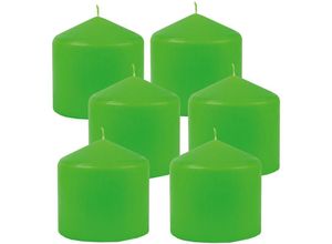 4059222055684 - Hs Candle - Stumpenkerzen Wachskerzen Ø8cm x 8cm ( 6er Pack ) Limette - Lange Brenndauer Hergestellt in eu Kerzen Blockkerzen - Wachs Stumpen