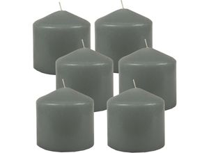 4059222055691 - Hs Candle - Stumpenkerzen Wachskerzen Ø8cm x 8cm ( 6er Pack ) Grau - Lange Brenndauer Hergestellt in eu Kerzen Blockkerzen - Wachs Stumpen - Grau