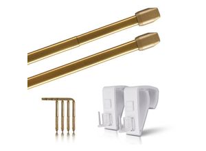 4059222055882 - Vitragestangen 2er Pack ausziehbar 2 Gardinenstangen mit Klemmträger - Befestigung ohne Bohren (Farbe messing glänzend Größe 40-60cm ) - Messing 4059222055882 - Vitragestangen 2er Pack ausziehbar 2 Gardinenstangen mit Klemmträger - Befestigung ohne Bohren (Farbe messing glänzend Größe 40-60cm ) - Messing