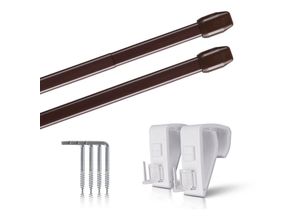 4059222055967 - Bestlivings - Vitragestangen 2er Pack ausziehbar 2 Gardinenstangen mit Klemmträger - Befestigung ohne Bohren (Farbe braun Größe 40-60cm ) - Braun