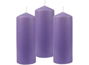 4059222056124 - Hs Candle - Stumpenkerzen Wachskerzen Ø8cm x 20cm ( 3er Pack ) Violett - Lange Brenndauer Hergestellt in eu Kerzen Blockkerzen - Wachs Stumpen