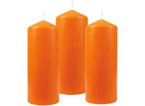 4059222056131 - Hs Candle - Stumpenkerzen Wachskerzen Ø8cm x 20cm ( 3er Pack ) Orange - Lange Brenndauer Hergestellt in eu Kerzen Blockkerzen - Wachs Stumpen