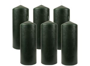 4059222056223 - Stumpenkerzen Wachskerzen Ø8cm x 20cm ( 6er Pack ) Dunkelgrün - Lange Brenndauer Hergestellt in eu Kerzen Blockkerzen - Wachs Stumpen - Dunkelgrün