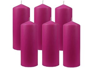 4059222056261 - Hs Candle - Stumpenkerzen Wachskerzen Ø8cm x 20cm ( 6er Pack ) Lila - Lange Brenndauer Hergestellt in eu Kerzen Blockkerzen - Wachs Stumpen - Lila